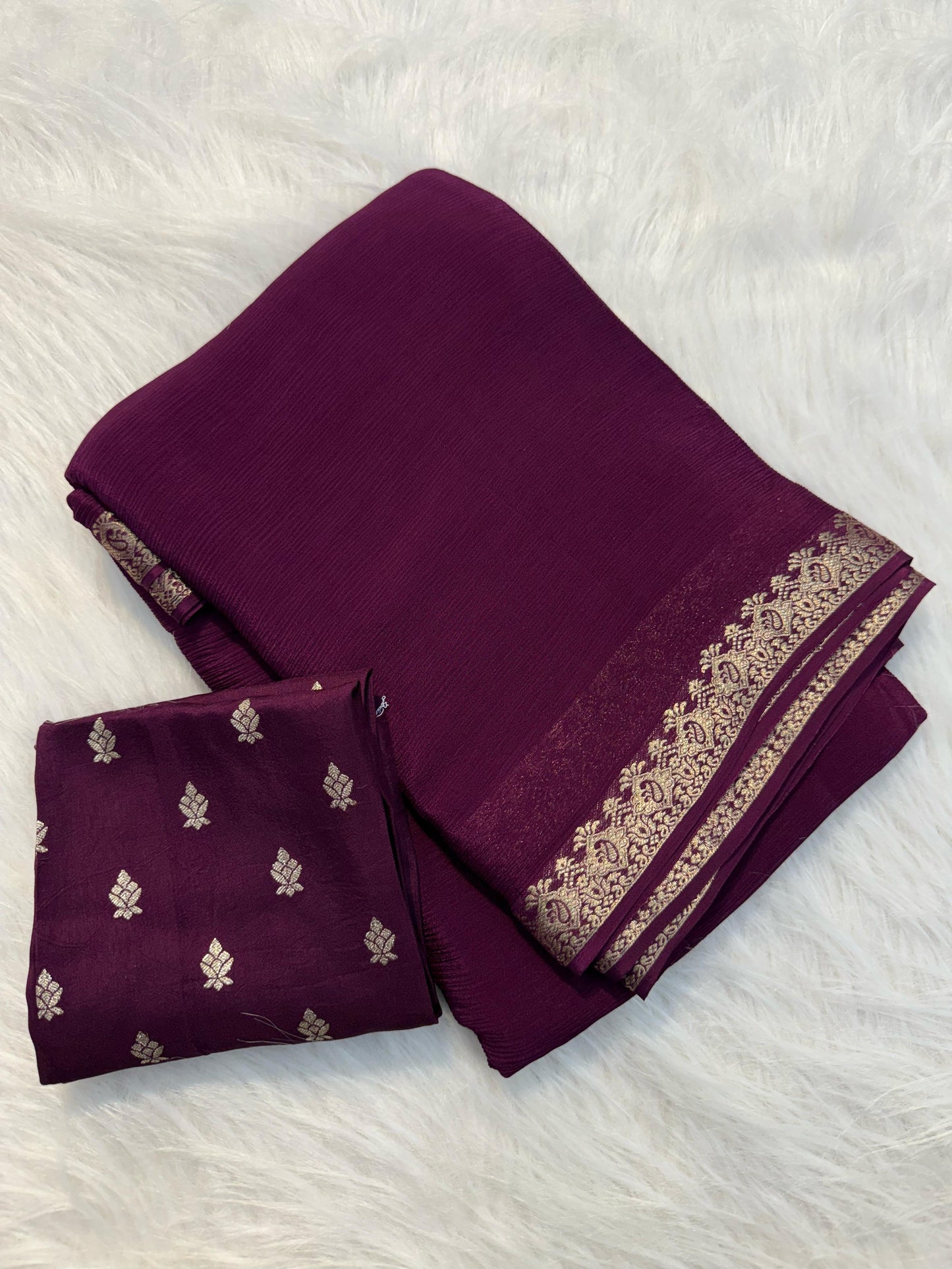  PURE WRINKLE CREPE CHIFFON SAREE