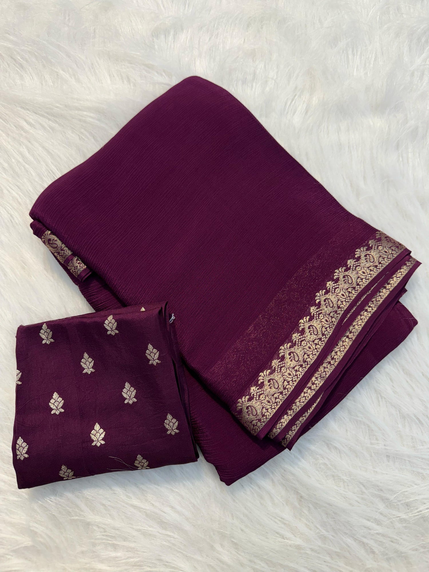  PURE WRINKLE CREPE CHIFFON SAREE