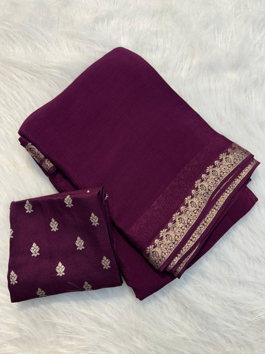  PURE WRINKLE CREPE CHIFFON SAREE