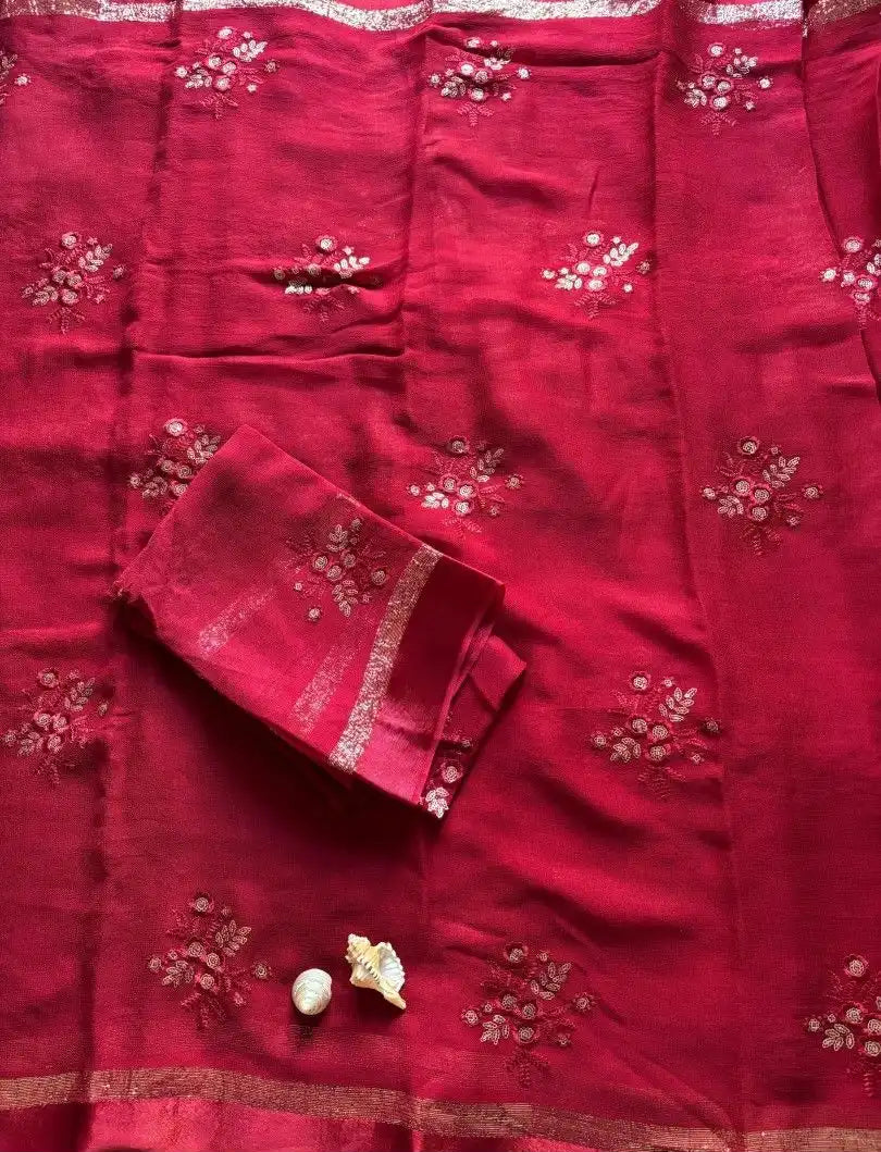 Pink georgette saree