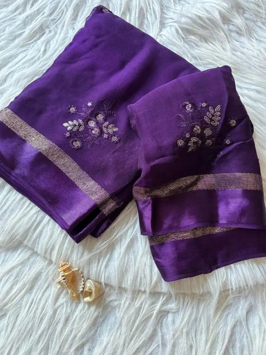 Purple georgette  saree