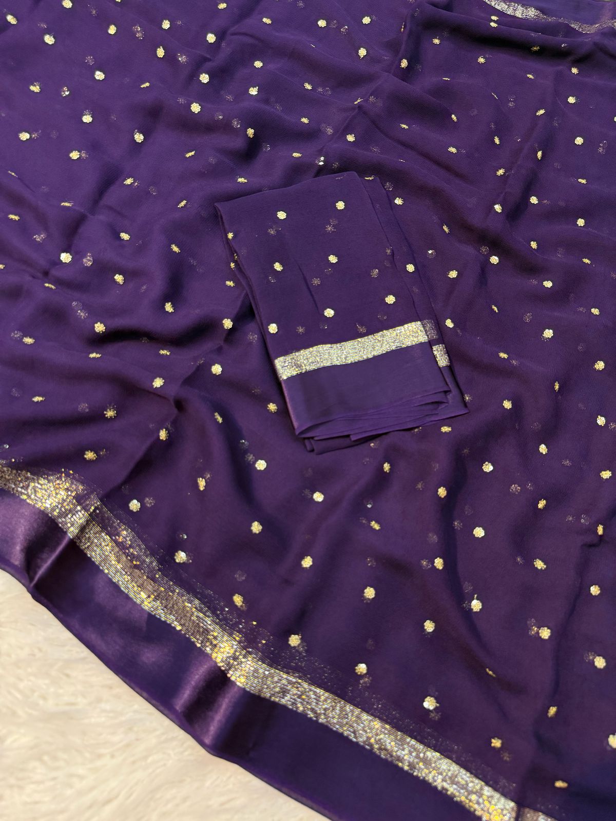 Purple viscose georgette saree