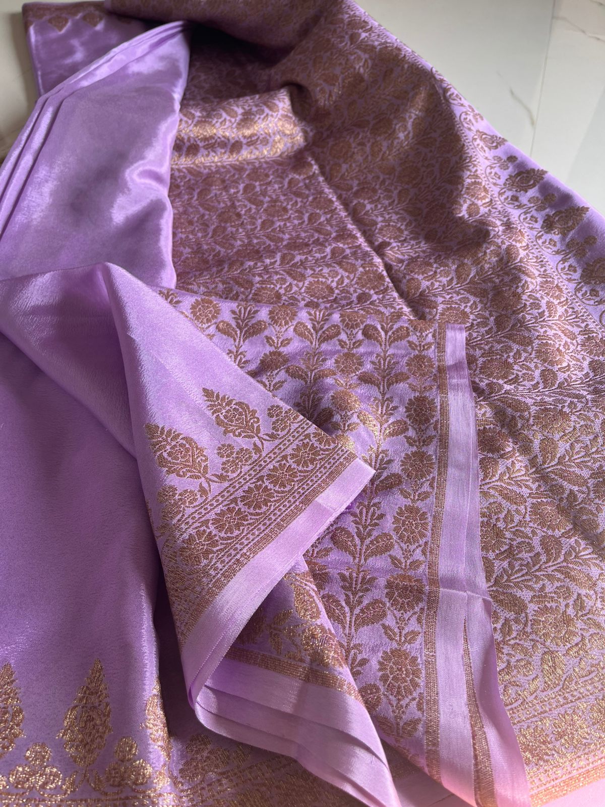 chiffonsaree, lavender colour saree