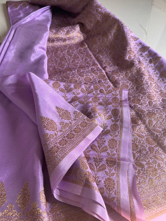 chiffonsaree, lavender colour saree