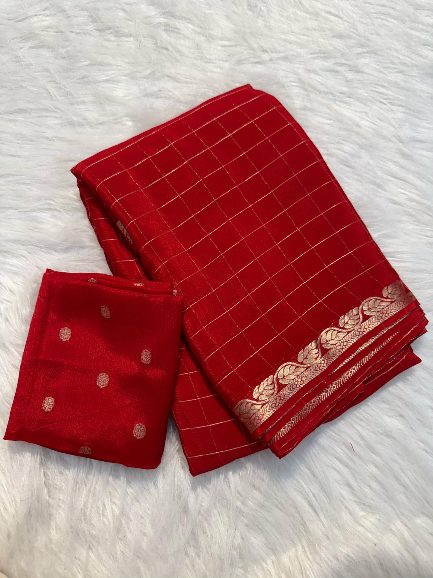 RED PURE CREPE CHIFFON SAREE