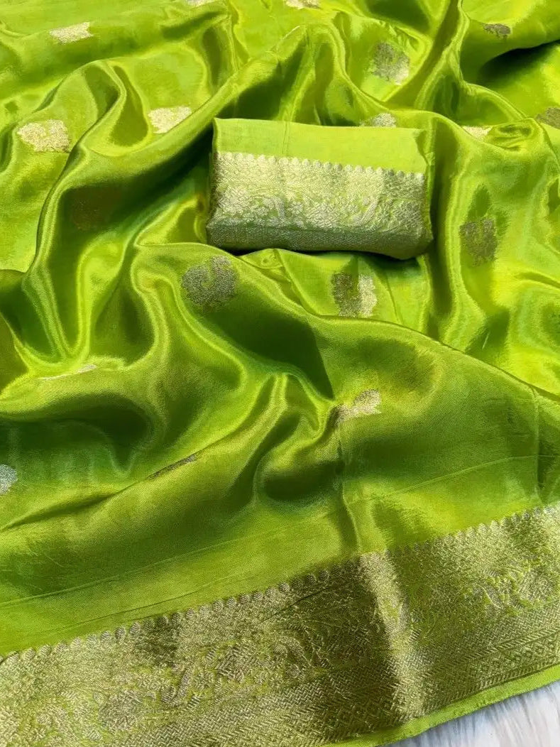 Green Mysore crepe silk