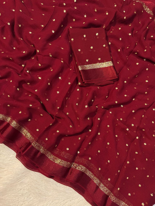 maroon viscose georgette saree